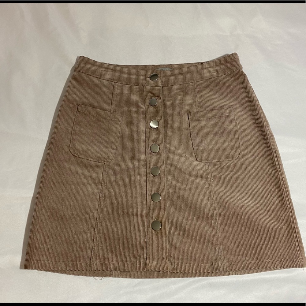 Corduroy button down skirt